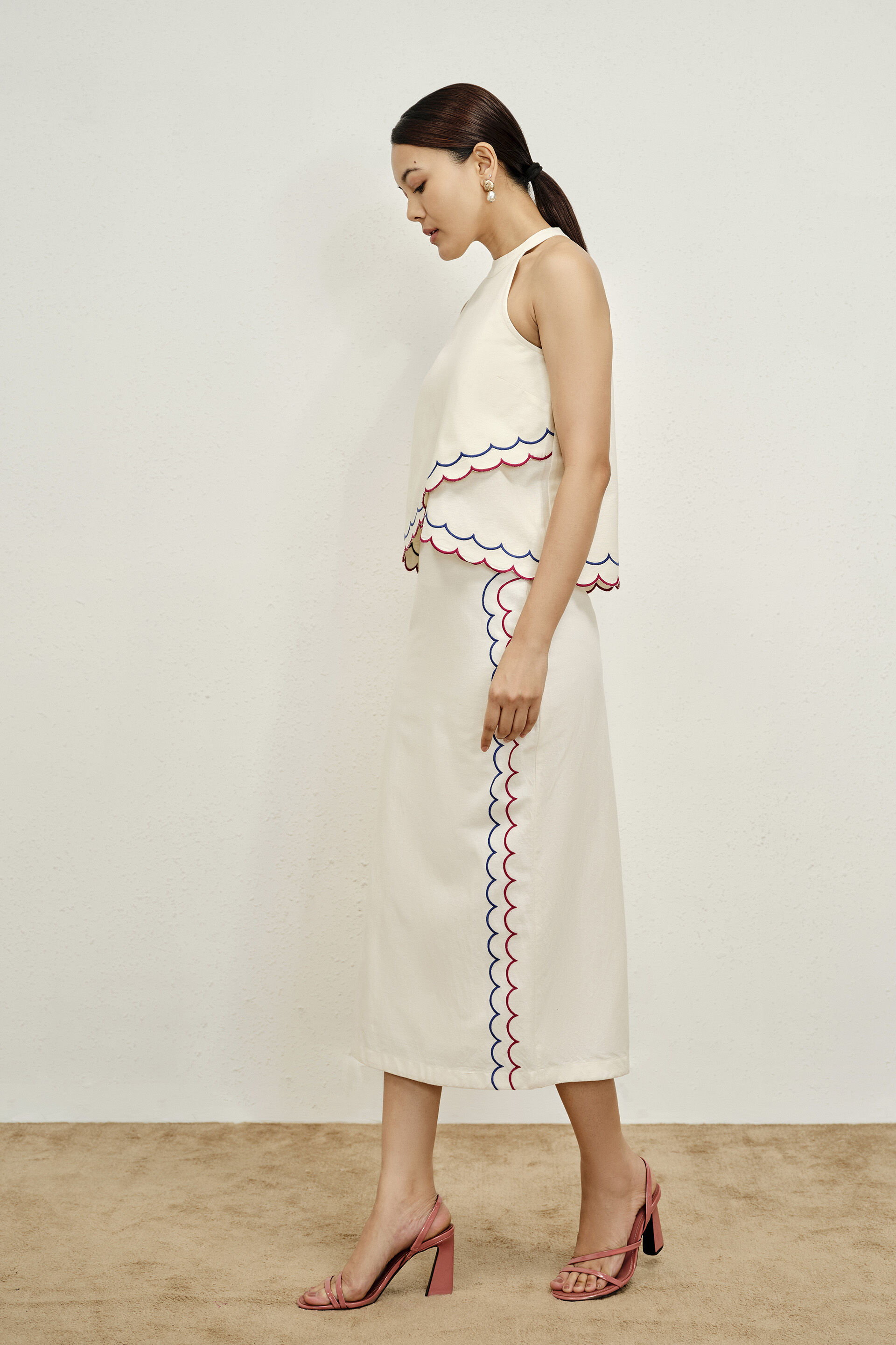 Tulip Wrap Halter Neckline Top in Natural, Natural, image 4